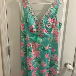 Lilly Pulitzer Floral Sleeveless Dress in Pink and Green